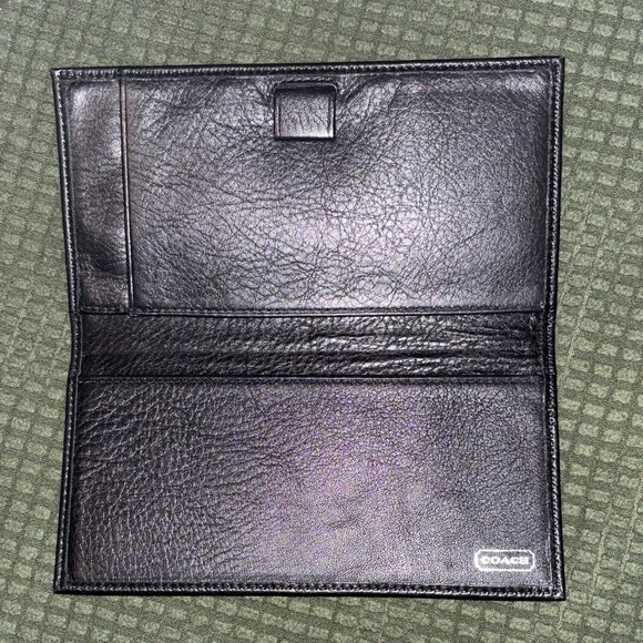 Coach Black Leather Checkbook Cover - Picture 4 of 5